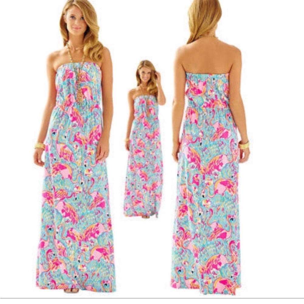 ISO…… (IN SEARCH OF) Lilly Pulitzer peel and eat Marlisa flamingo maxi dress. - Picture 1 of 2